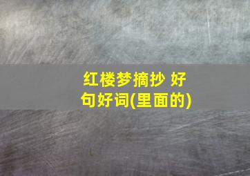 红楼梦摘抄 好句好词(里面的)